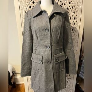 Tulle Jacket Womens Gray Large Wool Blend Pea Coat